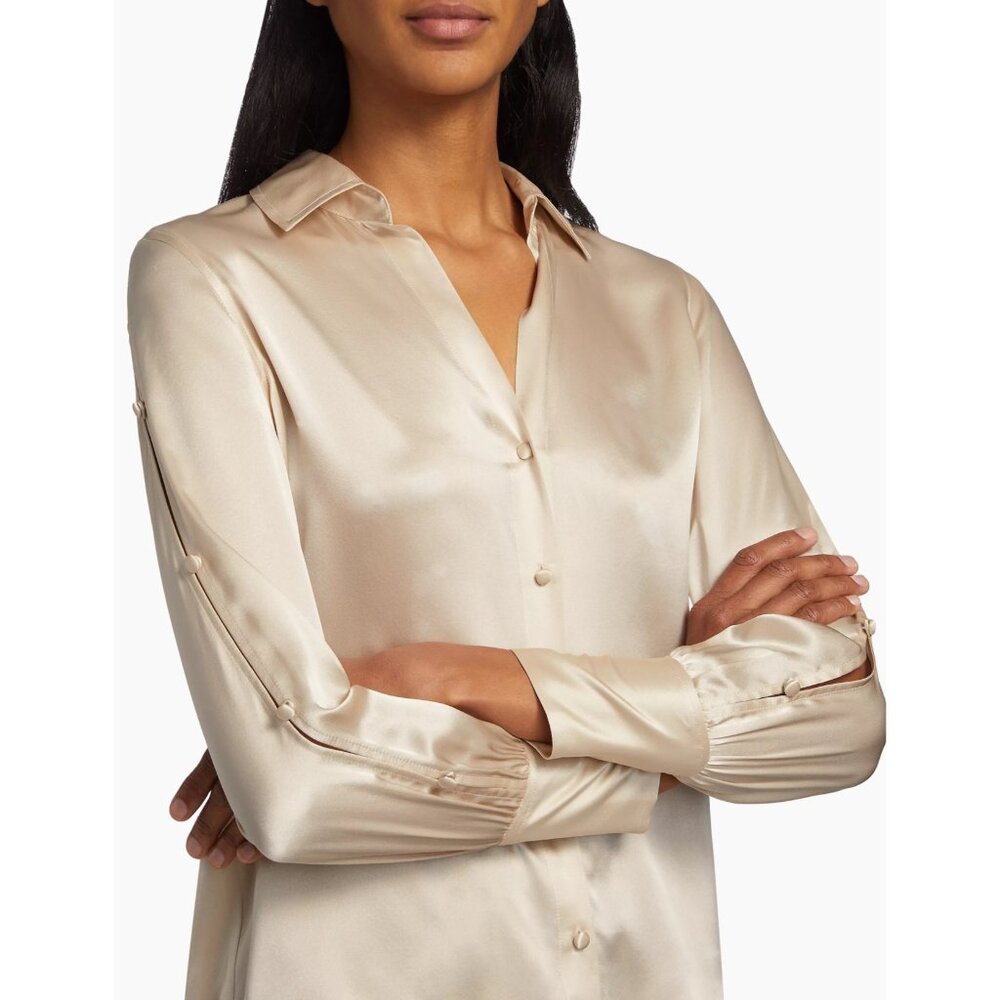 NWOT L'AGENCE Jordy Silk Satin Button-Front Blouse SHIRT SIZE XS